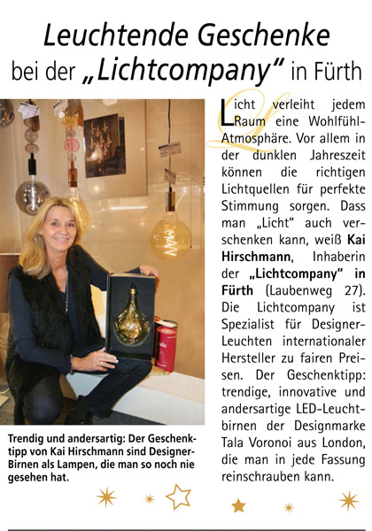 Unser Geschenktipp: <br>Designer LED-Leuchtbirnen Unser Geschenktipp: <br>Designer LED-Leuchtbirnen